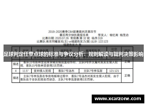 足球判定任意点球的标准与争议分析：规则解读与裁判决策影响